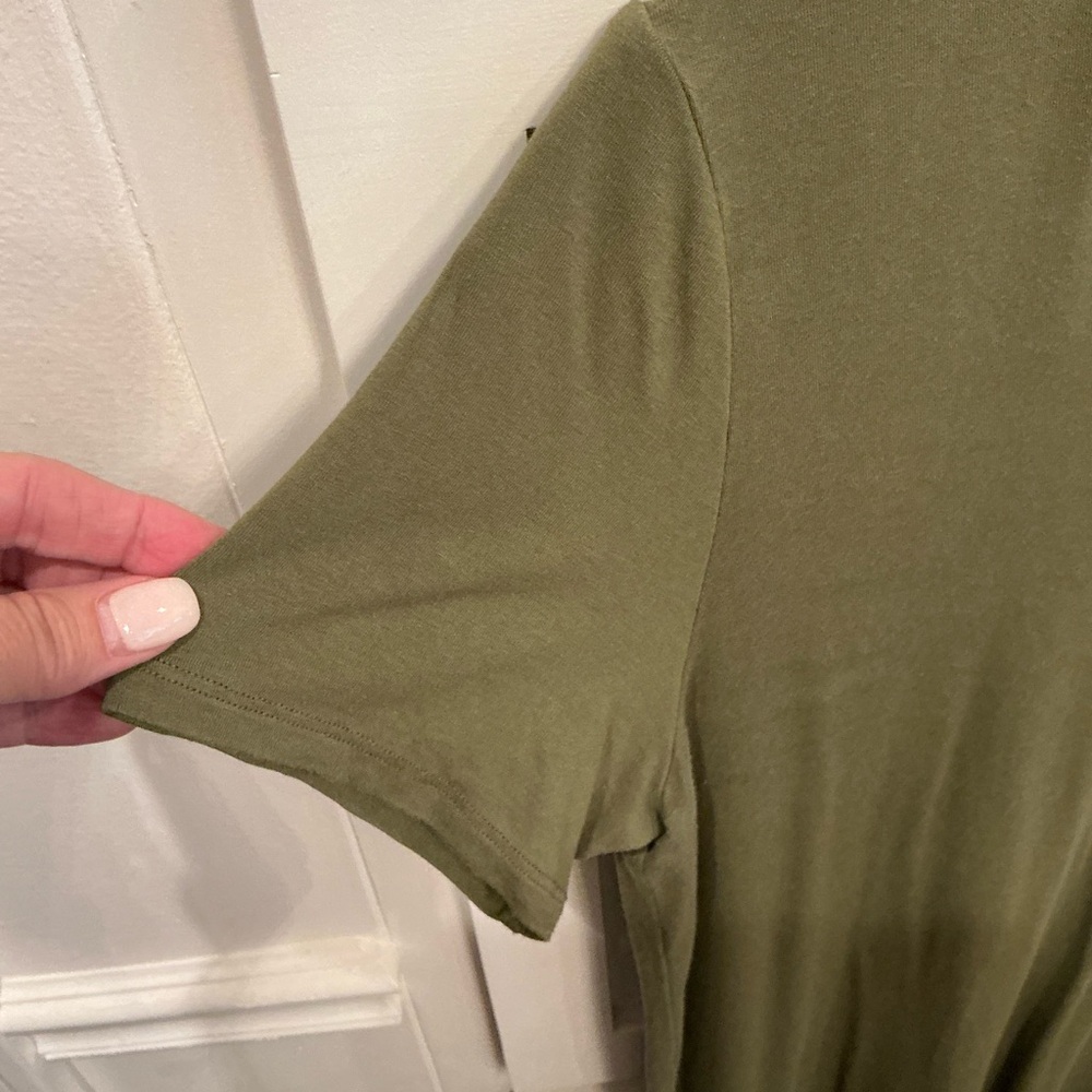 Eileen Fisher Forest Green V-Neck tshirt dress - Picture 4 of 7